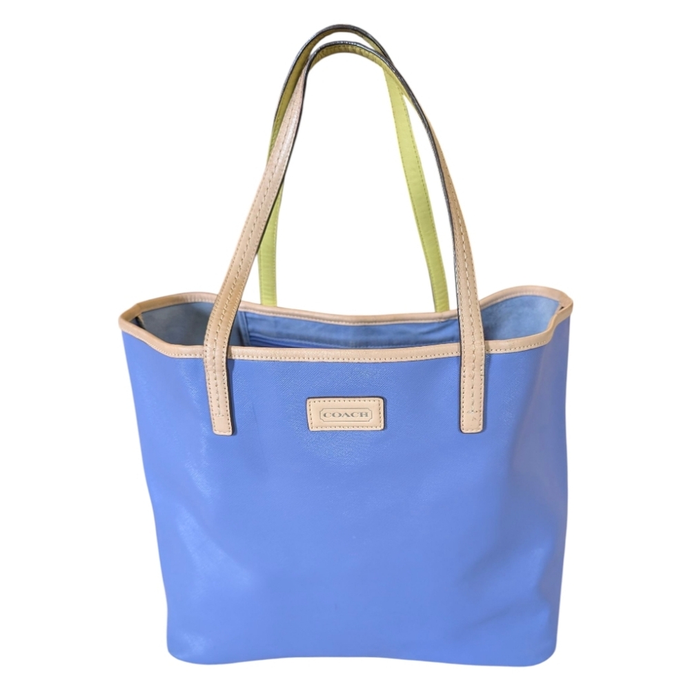 Coach Park Metro Leather Tote Porcelain Blue With Silver and Tan Hangtags
